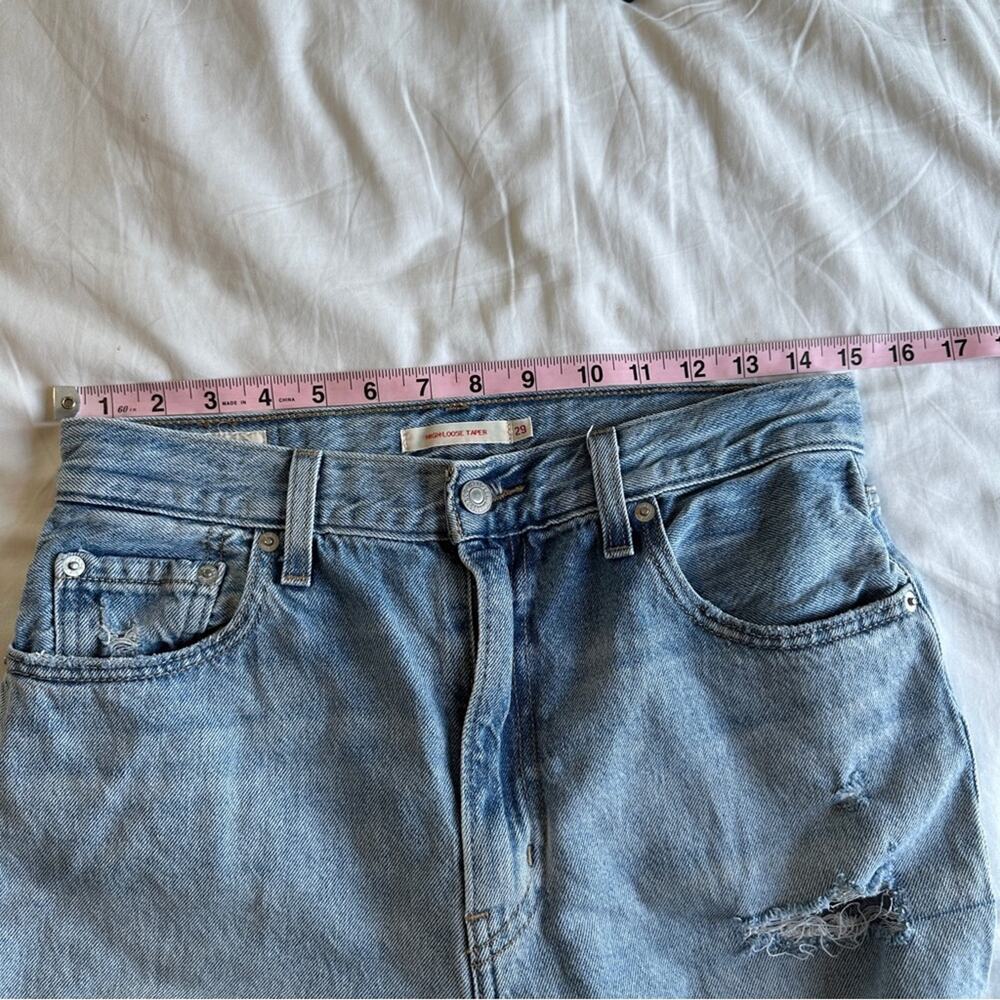 Levi's Premium High Loose Taper Jeans 29 Here To Stay Distressed Light Wash - Picture 8 of 14